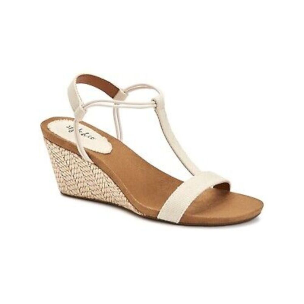 STYLE & COMPANY Womens Beige Mulan Toe Wedge Slip On Slingback Sandal 10.5 M